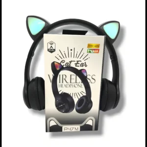 Auriculares Bluetooth Orejas de Gatito RGB Negras - Oferta