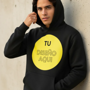 Buzos Personalizados con Capucha Negro - 1 Estampado de Frente - Oferta