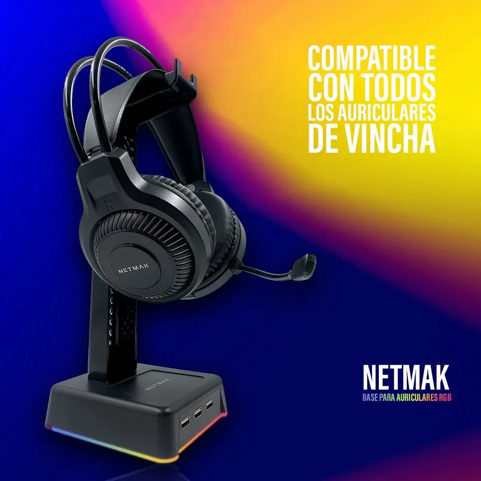 Base o Soporte de Auriculares RGB – Netmak NM-HS430 - Image 4