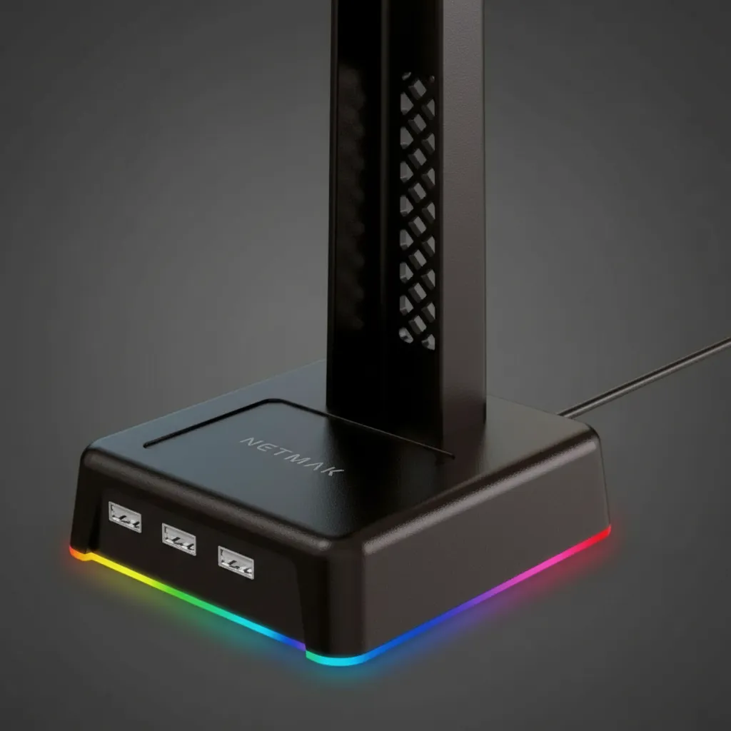 Base o Soporte de Auriculares RGB – Netmak NM-HS430 - Image 9