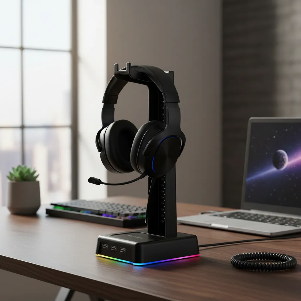 Base o Soporte de Auriculares RGB – Netmak NM-HS430 - Image 12