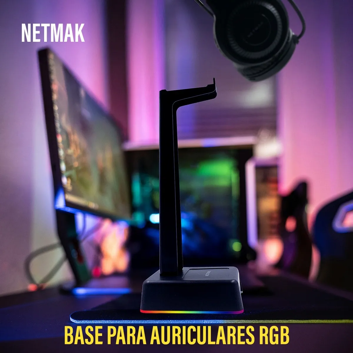 Base o Soporte de Auriculares RGB – Netmak NM-HS430 - Image 15